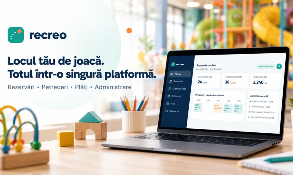 RECREO - platformă pentru locuri de joacă: rezervări, petreceri, plăți și administrare